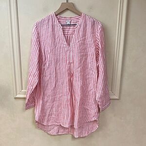 L. L. Bean Linen Striped Coastal Blouse